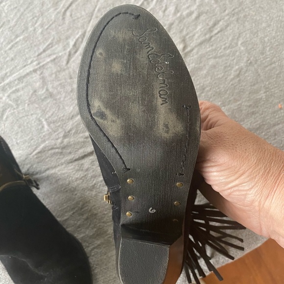 Sam Edelman Black Louie Suede Fringe Bootie - Picture 10 of 12